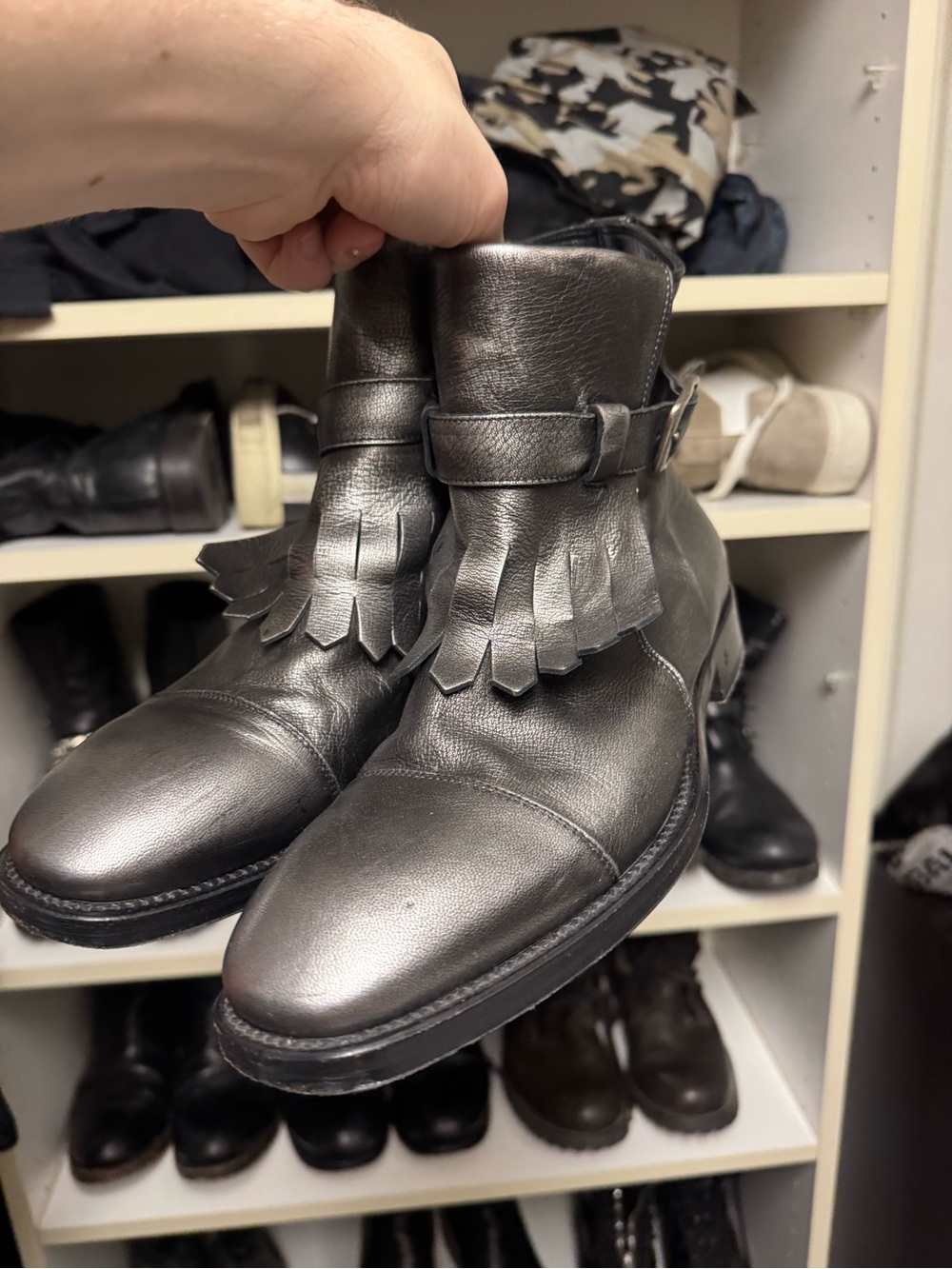 $1198 JOHN VARVATOS Fleetwood Shawl Silver Boot sz. 8